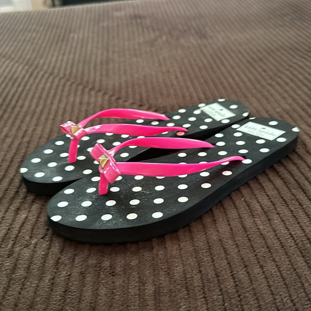 Kate Spade Black White Pink - Stripe Flip Flop Women’s size 8 - Picture 3 of 5